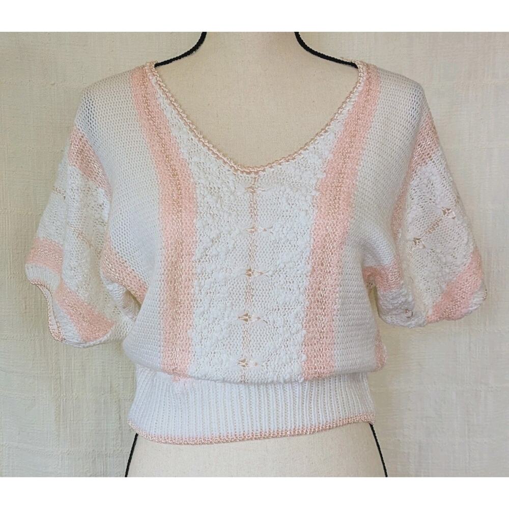 Vintage Shabby Chic Pink and White Grandma Style with Satin Ribbon Detail